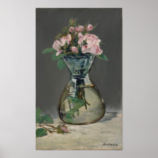 Edouard Manet Moss-Rozen in een Vase Poster (Voorkant)