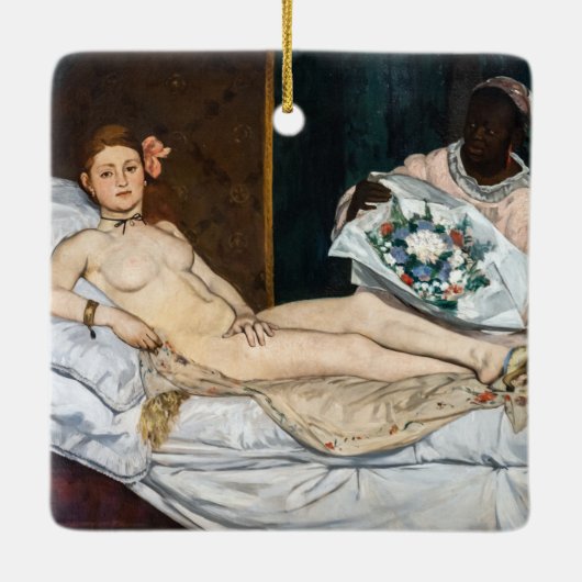 Edouard Manet - Olympia Keramisch Ornament (Achterkant)