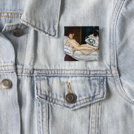 Edouard Manet - Olympia Vierkante Button 5,1 Cm (In situ)