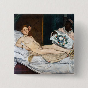Edouard Manet - Olympia Vierkante Button 5,1 Cm