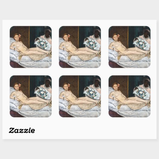 Edouard Manet - Olympia Vierkante Sticker (Vel)