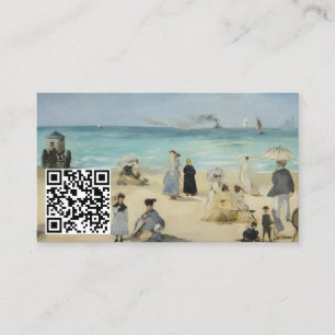 Edouard Manet - Op de beach, Boulogne - QR-code Visitekaartje