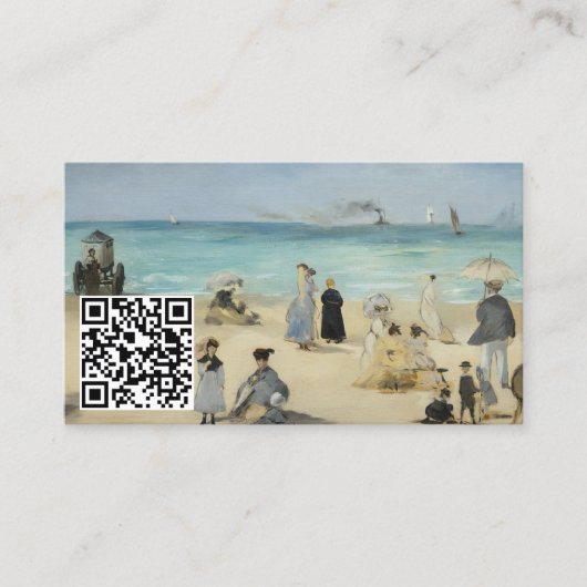 Edouard Manet - Op de beach, Boulogne - QR-code Visitekaartje (Voorkant)