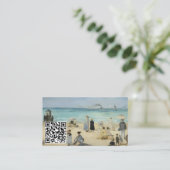 Edouard Manet - Op het strand, Boulogne - QR Code Visitekaartje (Staand voorkant)