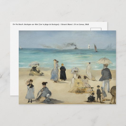 Edouard Manet - Op het strand, Boulogne-sur-Mer Briefkaart (Voorkant / Achterkant)