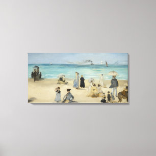 Edouard Manet - Op het strand, Boulogne-sur-Mer Canvas Afdruk