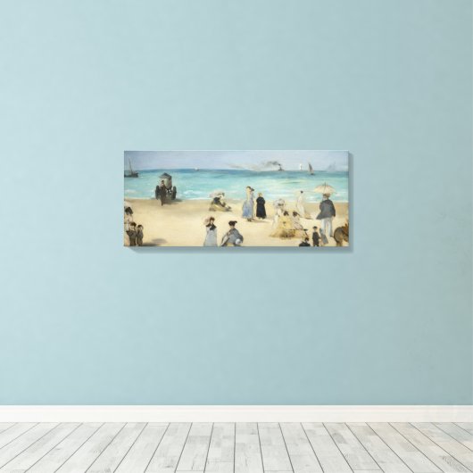 Edouard Manet - Op het strand, Boulogne-sur-Mer Canvas Afdruk (Insitu (Houten vloer))