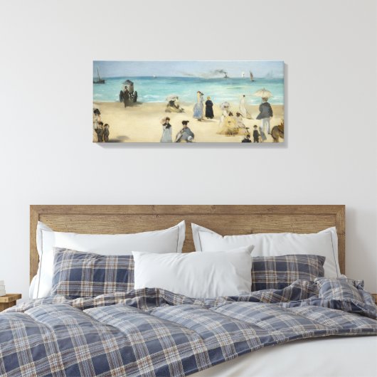 Edouard Manet - Op het strand, Boulogne-sur-Mer Canvas Afdruk (Insitu (Slaapkamer))
