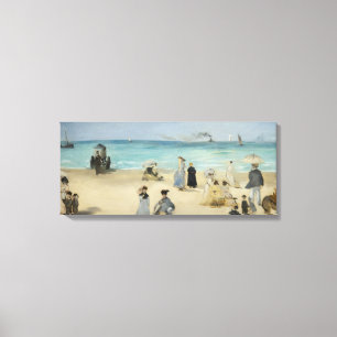 Edouard Manet - Op het strand, Boulogne-sur-Mer Canvas Afdruk
