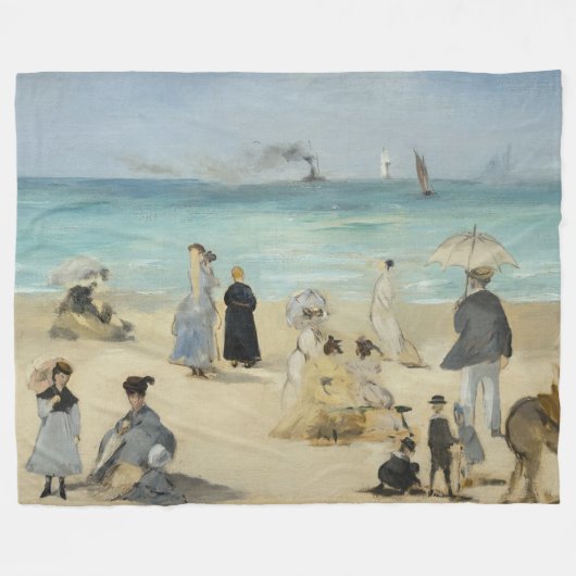 Edouard Manet - Op het strand, Boulogne-sur-Mer Fleece Deken (Voorkant (Horizontaal))