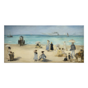 Edouard Manet - Op het strand, Boulogne-sur-Mer Foto Afdruk