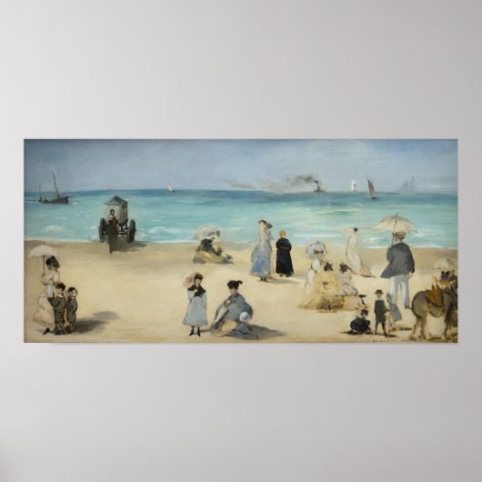 Edouard Manet - Op het strand, Boulogne-sur-Mer Poster (Voorkant)