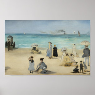 Edouard Manet - Op het strand, Boulogne-sur-Mer Poster
