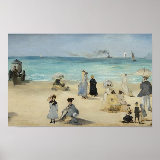 Edouard Manet - Op het strand, Boulogne-sur-Mer Poster (Voorkant)