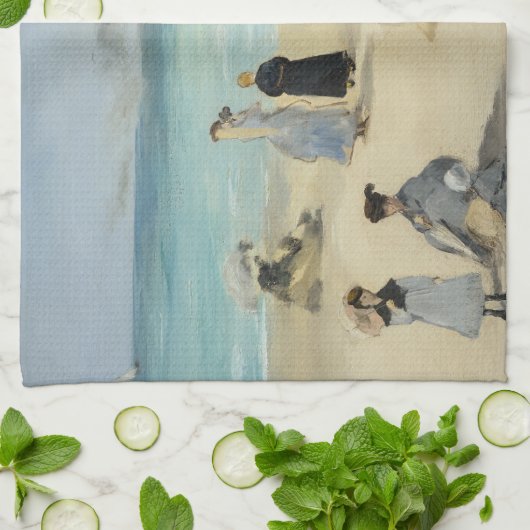 Edouard Manet - Op het strand, Boulogne-sur-Mer Theedoek (Gevouwen)