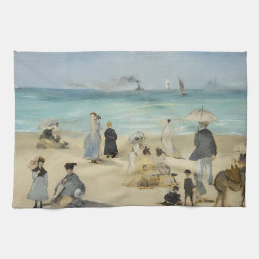 Edouard Manet - Op het strand, Boulogne-sur-Mer Theedoek (Horizontaal)