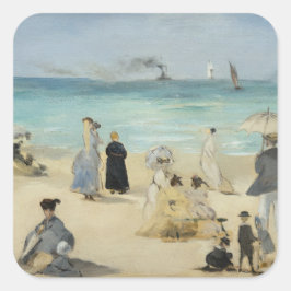 Edouard Manet - Op het strand, Boulogne-sur-Mer Vierkante Sticker