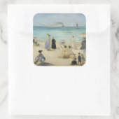 Edouard Manet - Op het strand, Boulogne-sur-Mer Vierkante Sticker (Tas)