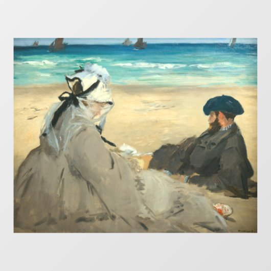Edouard Manet - Op het strand Raamsticker (Vel)