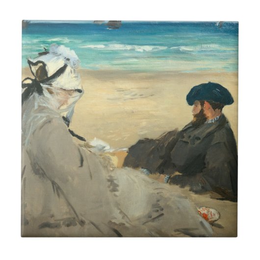 Edouard Manet - Op het strand Tegeltje (Voorkant)