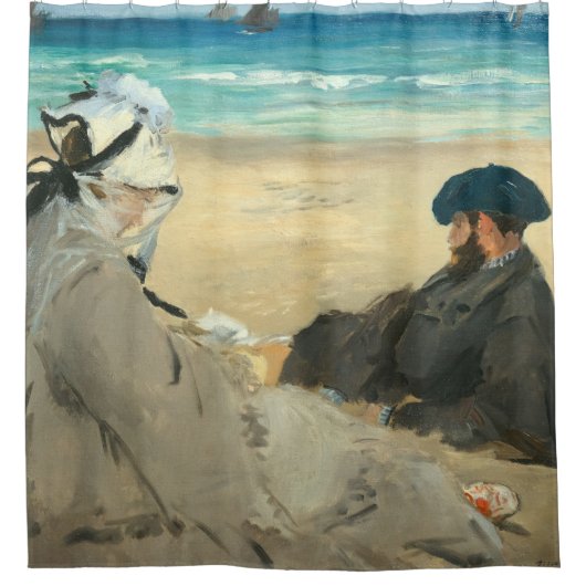 Edouard Manet - Op strand Douchegordijn (Voorkant)