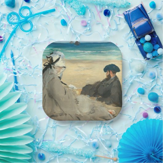 Edouard Manet - Op strand Papieren Bordje (Feest)