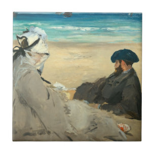 Edouard Manet - Op strand Tegeltje