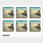 Edouard Manet - Op strand Vierkante Sticker (Vel)