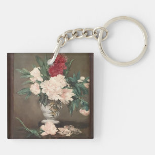 Édouard Manet Pioenrozen in een Vaas Acryl Sleutel Sleutelhanger