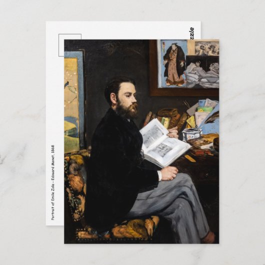 Edouard Manet - Portret van Emile Zola Briefkaart (Voorkant / Achterkant)