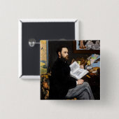 Edouard Manet - Portret van Emile Zola Vierkante Button 5,1 Cm (Voorkant /achterkant)