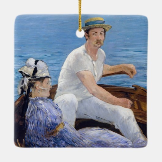 Edouard Manet - Roeien Keramisch Ornament (Achterkant)