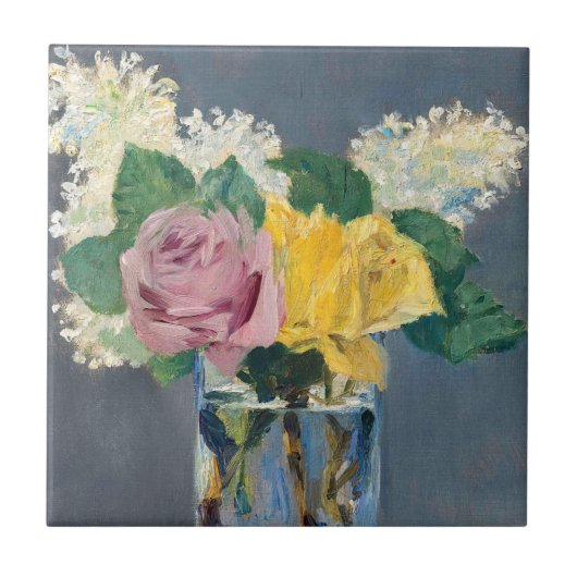 Edouard Manet - Seringen en Rozen Tegeltje (Voorkant)