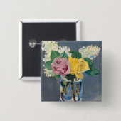 Edouard Manet - Seringen en Rozen Vierkante Button 5,1 Cm (Voorkant /achterkant)