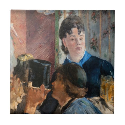 Edouard Manet - serveerster die bier serveert Tegeltje (Voorkant)