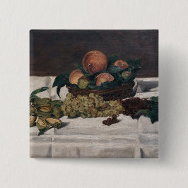 Edouard Manet - Stilleven, fruit op tafel Vierkante Button 5,1 Cm
