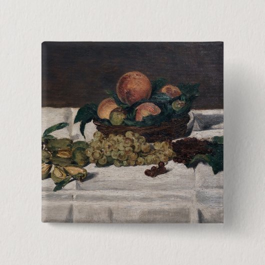 Edouard Manet - Stilleven, fruit op tafel Vierkante Button 5,1 Cm (Voorkant)