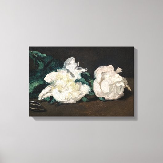 Edouard Manet - Tak van witte pioenrozen, snoeisch Canvas Afdruk (Voorkant)