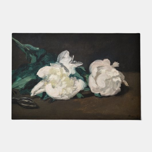 Edouard Manet - Tak van witte pioenrozen, snoeisch Deurmat (Voorkant)