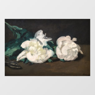 Edouard Manet - Tak van witte pioenrozen, snoeisch Raamsticker