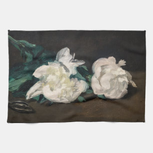 Edouard Manet - Tak van witte pioenrozen, snoeisch Theedoek