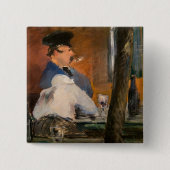 Edouard Manet - The Bar, Le Bouchon Vierkante Button 5,1 Cm (Voorkant)