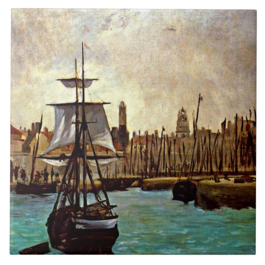 Edouard Manet - The Port of Bordeaux Tegeltje (Voorkant)