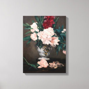 Edouard Manet - Vaas met Pioenrozen op een Klein V Canvas Afdruk