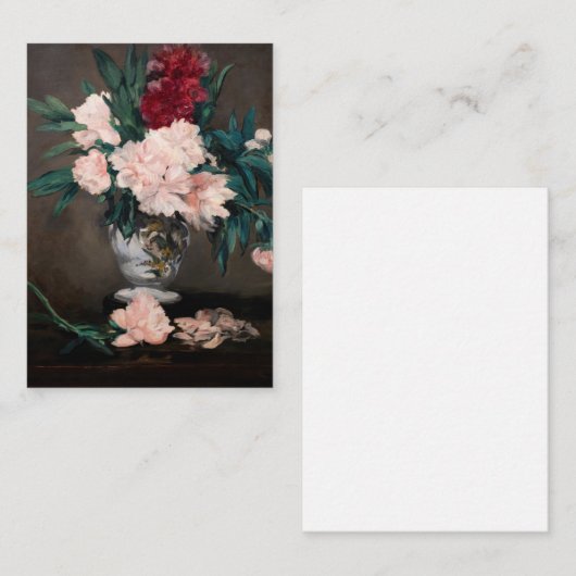 Edouard Manet - Vaas met Pioenrozen op een klein v Notitiekaartje (Voorkant / Achterkant)