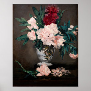 Edouard Manet - Vaas met Pioenrozen op een Klein V Poster