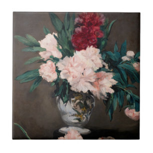 Edouard Manet - Vaas met Pioenrozen op een Klein V Tegeltje