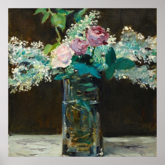 Edouard Manet Vase of White Lilacs and Roses Poster (Voorkant)