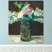 Edouard Manet Vase of White Lilacs and Rozen Canvas Afdruk (Insitu (Houten vloer))