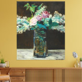 Edouard Manet Vase of White Lilacs and Rozen Canvas Afdruk (Insitu (Woonkamer))